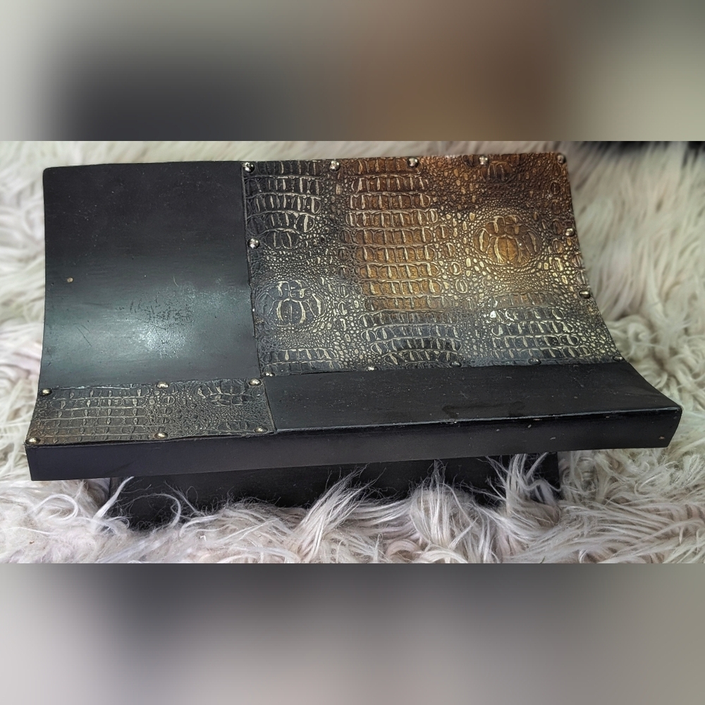 Crocodile Print Wood Table Tray
